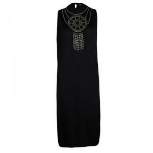 St. John Black Knit Embellished Sleeveless Dress L