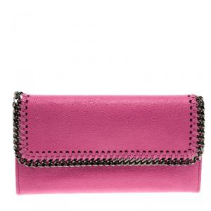 Stella McCartney Pink Faux Suede Falabella Flap Wallet 
