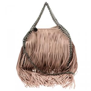 Stella McCartney Beige Faux Leather Small Falabella Fringe Tote