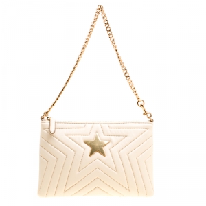 Stella McCartney Beige Faux Leather Stella Star Clutch