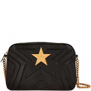 Stella McCartney Black Quilted Faux Leather Medium Star Shoulder Bag