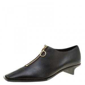 Stella McCartney Black Faux Leather Square Toe Zip Slip On Size 38