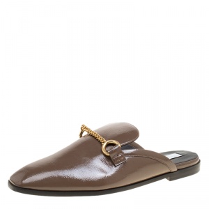 Stella McCartney Brown Faux Patent Leather Slip On Loafers Size 35.5