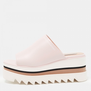Stella McCartney Pink/White Faux Leather Sneak Elyse Platform Sandals Size 37.5