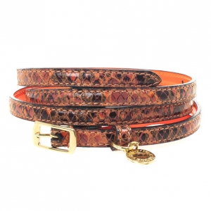 Stella McCartney Orange Python Print Skinny Belt 80 CM