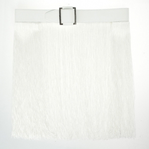 Stella McCartney Wide White Faux Leather and Fringe Belt Size 75 CM