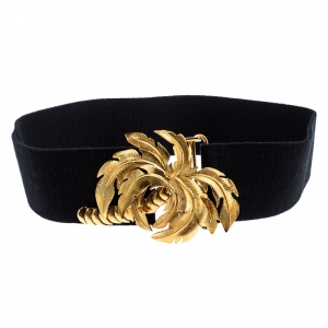 Stella McCartney Black Canvas Palm Tree Buckle Belt 80CM