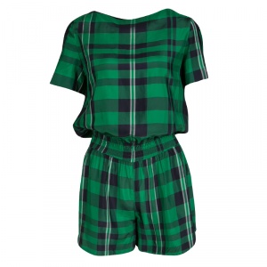 Stella McCartney Green Aurore Gingham Checked Boat Neck Romper S 