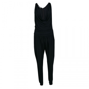 Stella McCartney Black Draped Racer Back Detail Jumpsuit S