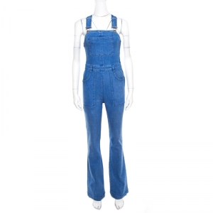 Stella McCartney Indigo Light Washed Wide Leg Denim Overalls S