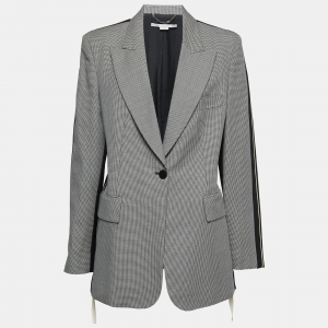 Pre Owned Stella McCartney Black Patterned Wool Contrast Back Blazer M