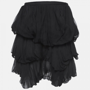 Stella McCartney Black Silk Tiered Mini Skirt S