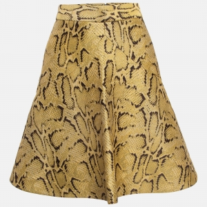 Stella McCartney Yellow Python Pattern Jacquard Flared Skirt S
