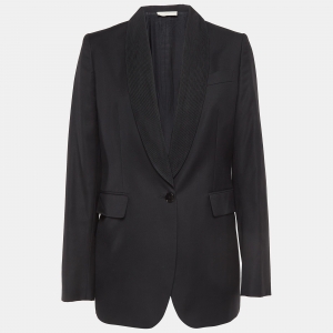 Pre Owned Stella McCartney Black Wool Shawl Collar Single Breasted Coat M
