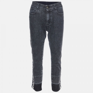 Stella McCartney Black Denim Logo Detail Slim Fit Jeans M/Waist 32"
