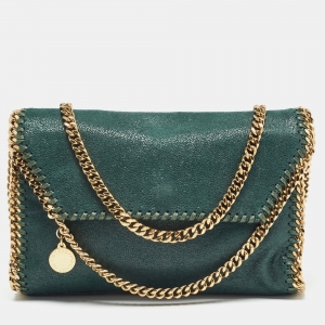 Pre Owned Stella McCartney Green Faux Leather Falabella Flap Shoulder Bag