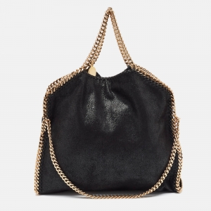 Stella McCartney Black Faux Leather Fold Over Falabella Tote