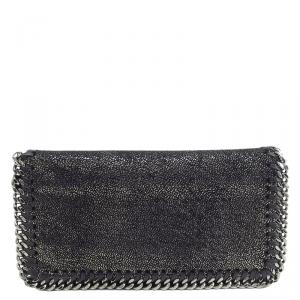 Stella McCartney Black Shaggy Deer Faux-Leather Falabella Continental Wallet