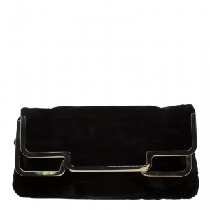 Stella McCartney Black Velvet Metal Clutch