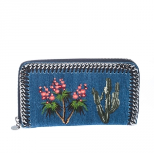 Stella McCartney Blue Denim Falabella Zip Around Wallet  