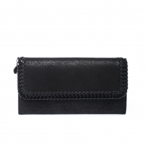 Stella McCartney Black Faux Leather Falabella Continental Wallet