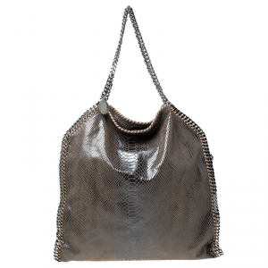 Stella McCartney Metallic Python Faux Leather Large Falabella Tote