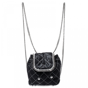 Stella McCartney Black Faux Leather Falabella Mini Backpack