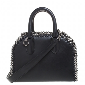  Stella McCartney Black Faux Leather Falabella Box Top Handle Bag