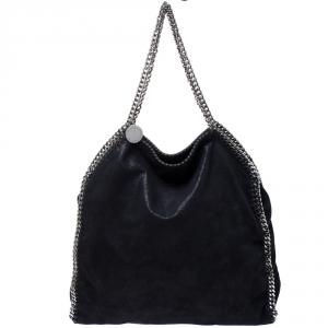 Stella McCartney Metallic Navy Blue Faux Leather Large Falabella Tote