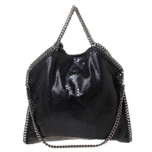 Stella McCartney Black Faux Python Embossed Leather Small Falabella Tote 