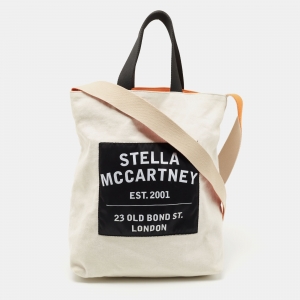 Pre Owned Stella McCartney Beige/Black Canvas Medium S&P Tote