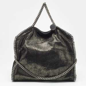 مملوكة مسبقًا Stella McCartney Black/Silver Faux Suede Small Falabella Tote