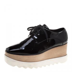 Stella McCartney Black Faux Leather Elyse Platform Derby Size 37.5