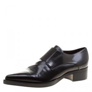 Stella McCartney Black Faux Leather Frankie Pointed Toe Elastic Detail Loafers Size 38