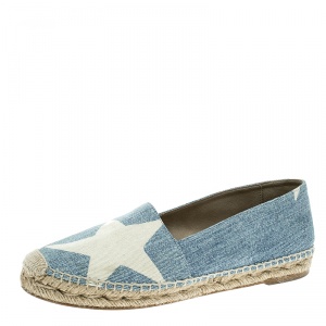 Stella McCartney Blue Denim Rocio Star Print Flat Espadrilles Size 37