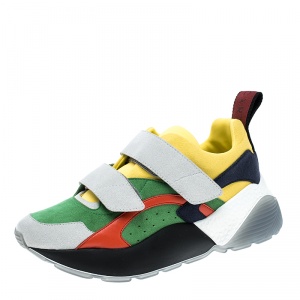 Stella McCartney Multicolor Color Block Faux Suede Eclypse Platform Sneakers Size 38