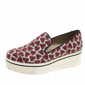 Stella McCartney Abstract Print Canvas Platform Slip On Sneakers Size 39 