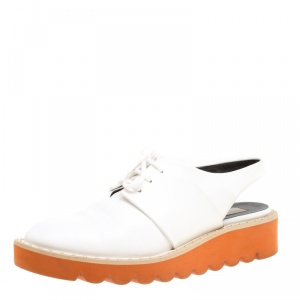 Stella McCartney White Faux Leather Slingback Oxfords Size 39