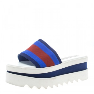 Stella McCartney Blue Canvas Platform Slides Size 38
