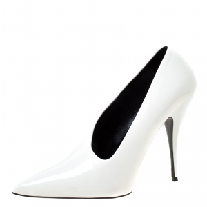 Stella McCartney White Faux Leather Russet Pointed Toe Pumps Size 40 