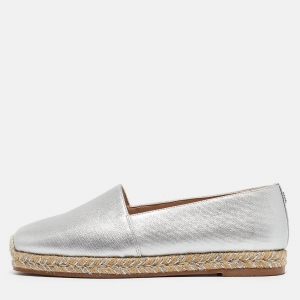 Stuart Weitzman Silver Leather Espadrille Flats Size 36