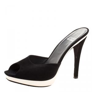 Stuart Weitzman Black Suede Damsel Platform Slide Sandals Size 37
