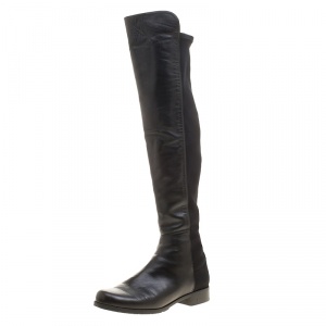 Stuart Weitzman Black Leather The Reserve Knee High Boots Size 38