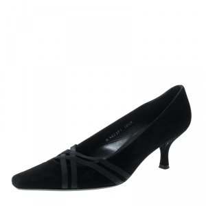 Stuart Weitzman Black Suede Cross Strap Pumps Size 41.5