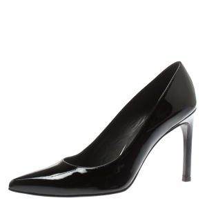 Stuart Weitzman Black Patent Leather Heist Pointed Toe Pumps Size 38