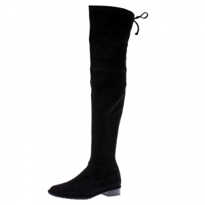 Stuart Weitzman Black Suede Lowland Over The Knee Boots Size 38
