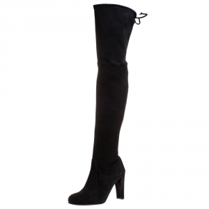 Stuart Weitzman Black Suede Leather Highland Over The Knee Boots Size 37