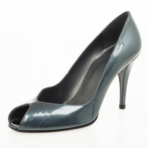 Stuart Weitzman Metallic Patent Victoria Peep Toe Platform Pumps Size 38.5