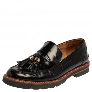 Stuart Weitzman Black Leather The Manila Loafers Size 39.5
