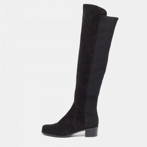 Stuart Weitzman Black Suede and Neoprene Knee Length Boots Size 37.5